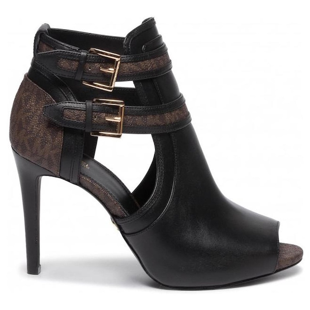 Blaze Leather and Logo Open-Toe Bootie